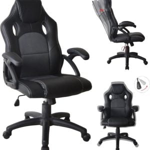 Gamestoel Wouter junior bureaustoel - racing gaming stijl - hoogte verstelbaar - zwart