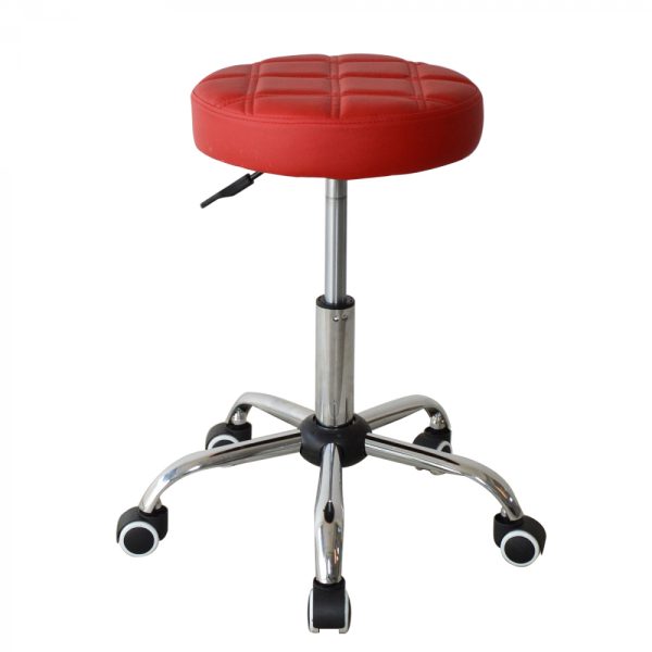 Bureaustoel kruk - bureaukruk - kantoorkruk - met wielen -  hoogte instelbaar - rood