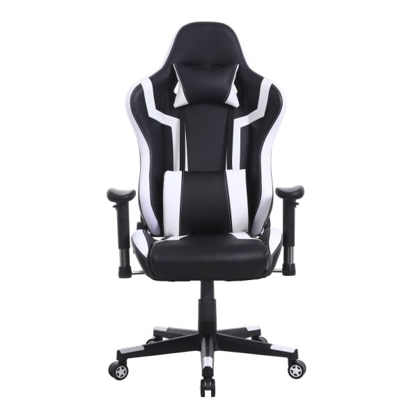 Gamestoel Tornado bureaustoel - ergonomisch verstelbaar - racing gaming stoel - zwart wit
