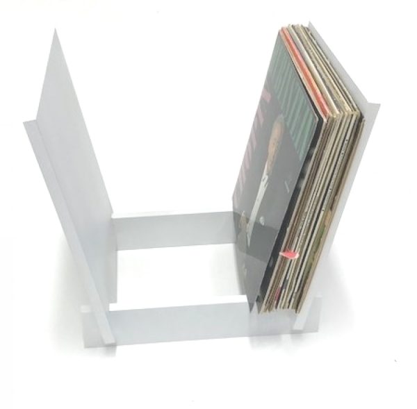 LP vinyl bladerrek standaard voor opbergen en tonen van 75 tot 100 stuks 12 inch platen of 7 inch singles wit