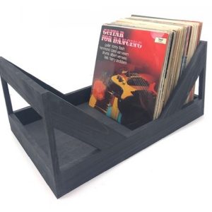 LP vinyl platen houten opberg krat decoratieve kist voor 100 stuks zwart