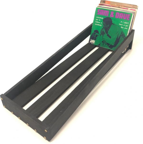 LP vinyl platen houten opberg krat voor opbergen 7 inch singles - 75  tot 100 stuks - zwart