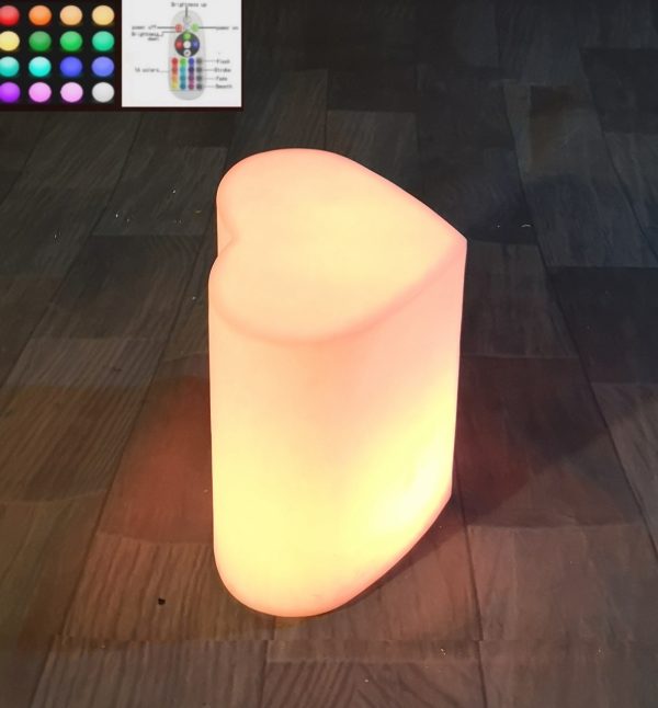 LED hartje stoel ambiance 40 CM RGB Wit 16 kleuren - oplaadbaar met afstandsbediening