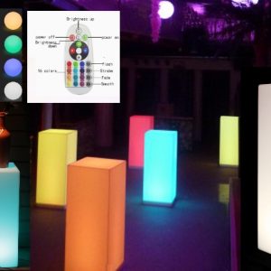 LED presentatie zuil kolom sfeerlamp verlichting RGB wit 16 kleuren 72 cm hoog oplaadbaar afstandbediening