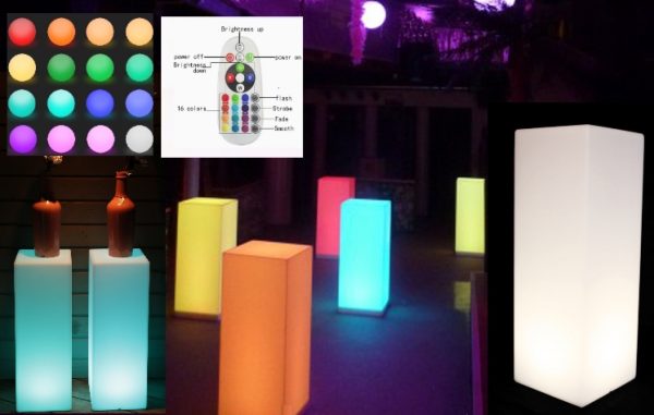 LED presentatie zuil kolom sfeerlamp verlichting RGB wit 16 kleuren 72 cm hoog oplaadbaar afstandbediening