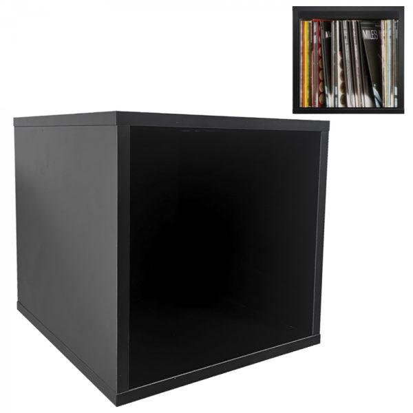 LP vinyl opbergkast kubus - platenkast - lp vinyl platen opbergrek - zwart