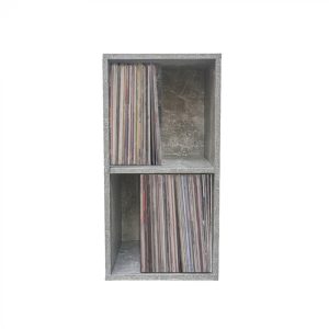 Vinyl lp platen opbergkast - opbergen lp vinyl platen - boekenkast - 2 vakken - grijs beton