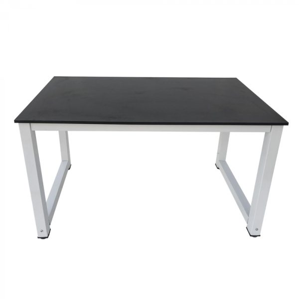 Bureau computertafel - keukentafel - metaal hout - 120 cm x 60 cm - wit met zwart tafelblad
