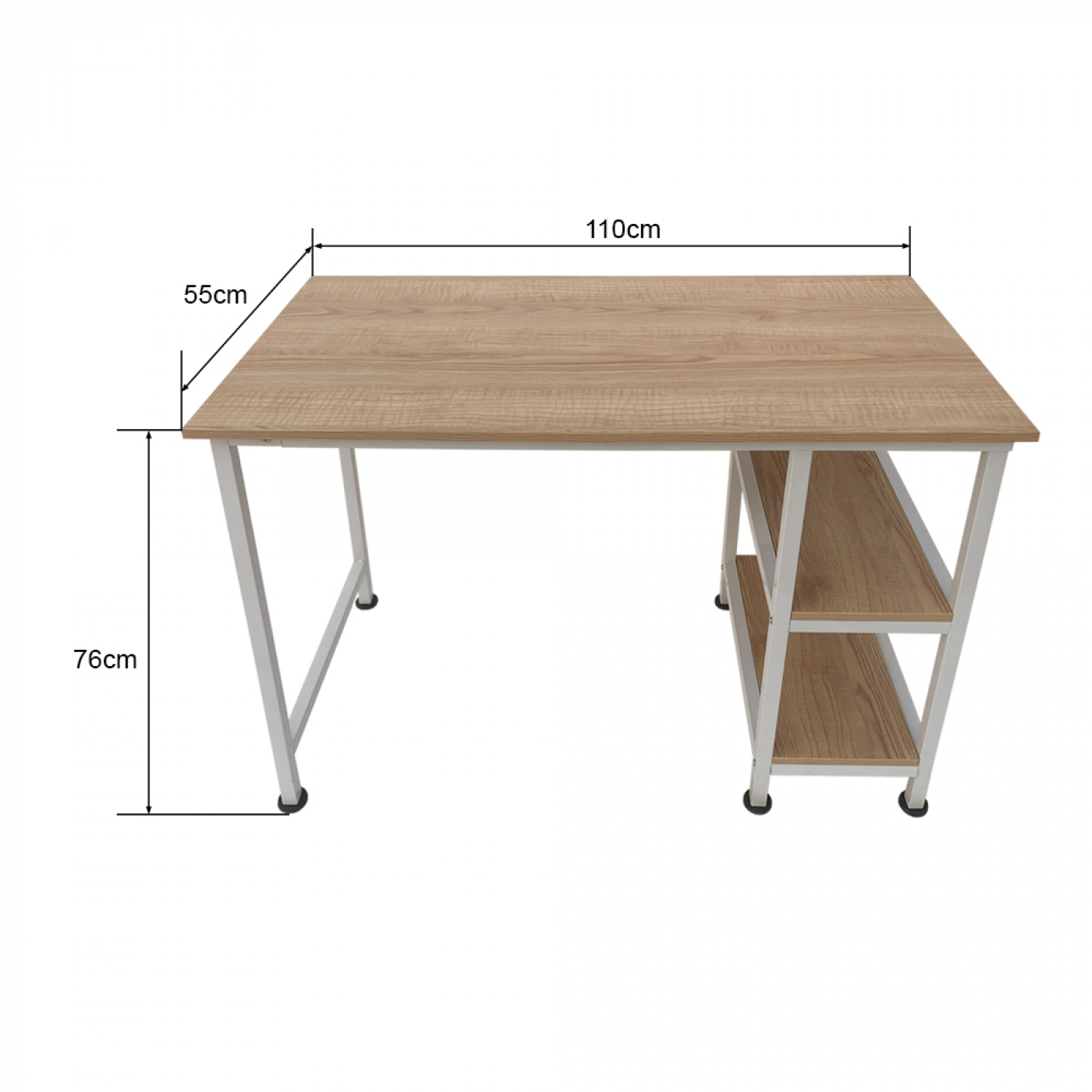 Resultaat betrouwbaarheid ik ben verdwaald Bureau computer tafel - met opbergplanken - wit metaal bruin hout - 110 cm  breed - Meubel Plein