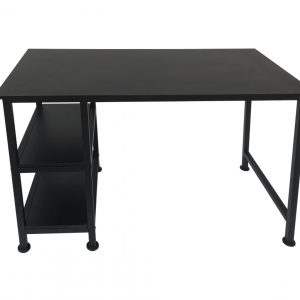 Bureau computer tafel - met opbergplanken - zwart metaal hout - 110 cm breed