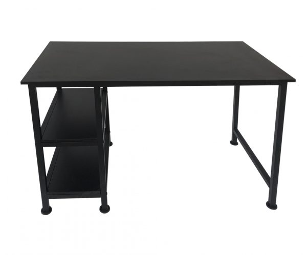 Bureau computer tafel - met opbergplanken - zwart metaal hout - 110 cm breed