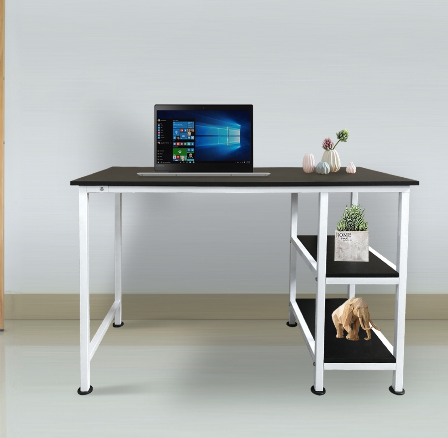Bureau computer tafel - met opbergplanken - cm breed - zwart Meubel Plein