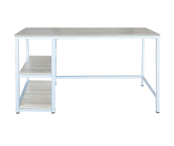Bureau Stoer - computertafel - industrieel design - met opbergruimte - wit bruin