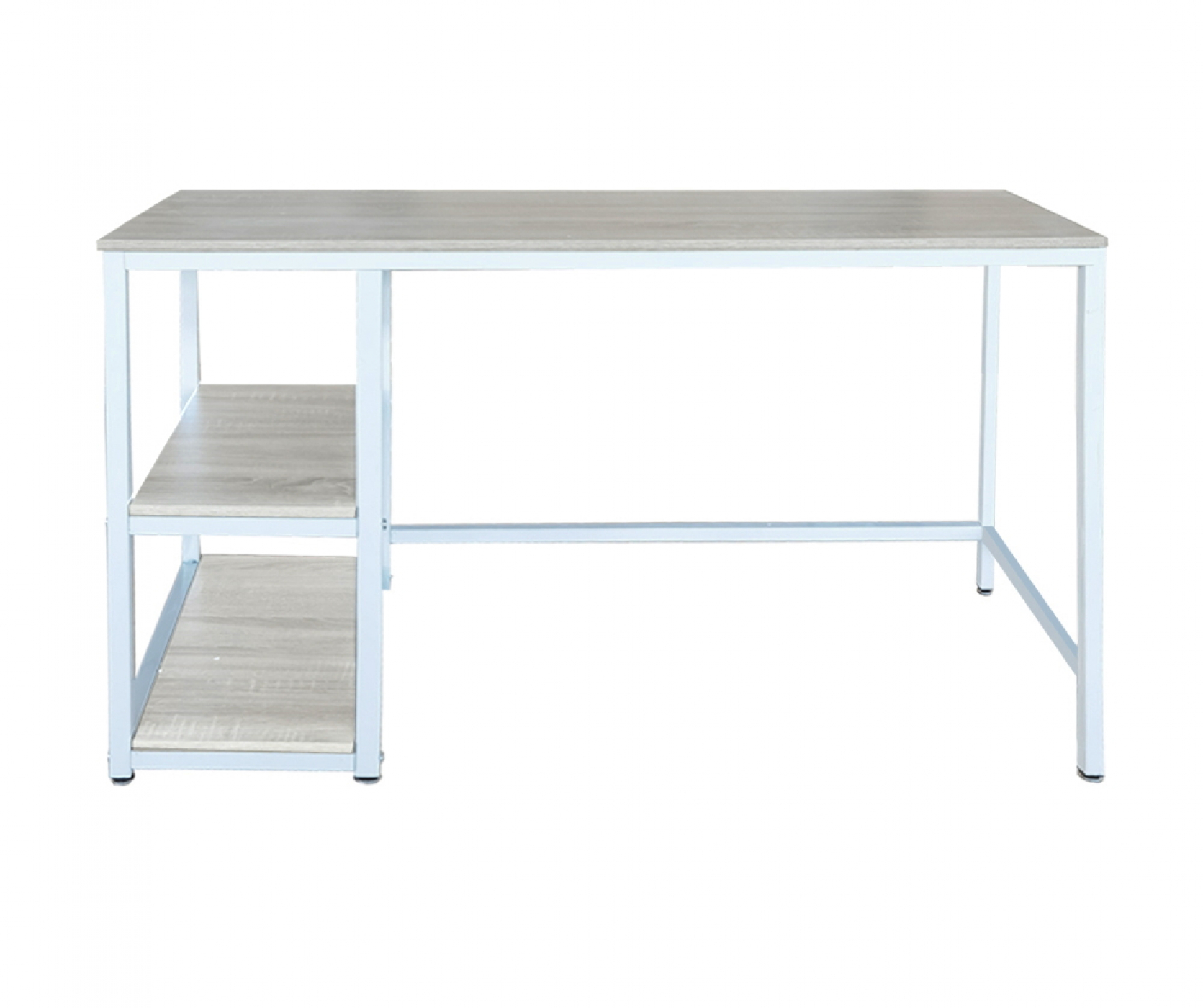 Bureau Stoer - computertafel - industrieel design - met opbergruimte - wit bruin Meubel Plein