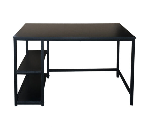 Bureau Stoer - computertafel - industrieel design - met opbergplanken - zwart