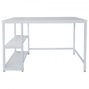 Bureau Stoer - computertafel -  industrieel design met opbergplanken - 120 cm breed - wit