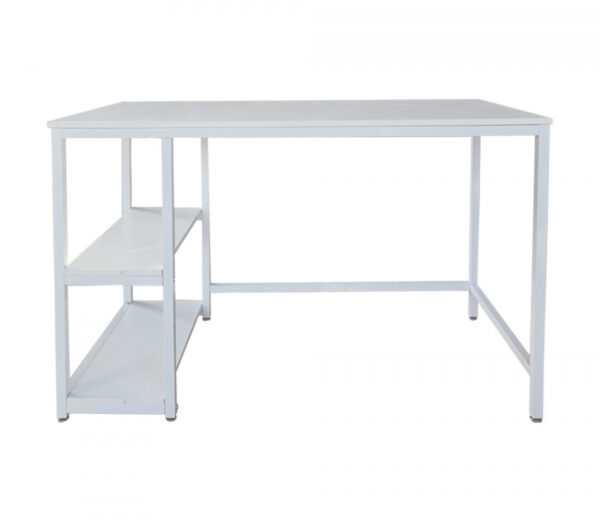 Bureau Stoer - computertafel -  industrieel design met opbergplanken - 120 cm breed - wit