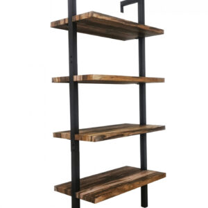 Wandkast wandrek ladder Stoer metaal hout industrieel design open boekenkast 152 cm hoog zwart