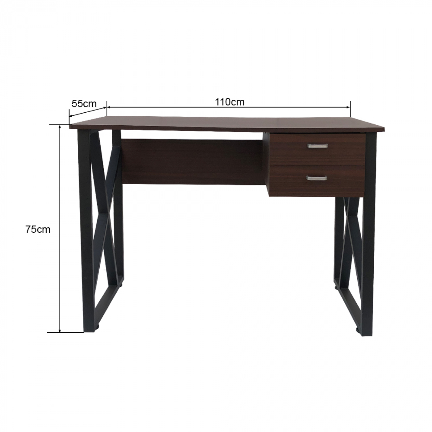 Bureau computer tafel Stoer laptop buro zwart metaal bruin hout - Meubel Plein