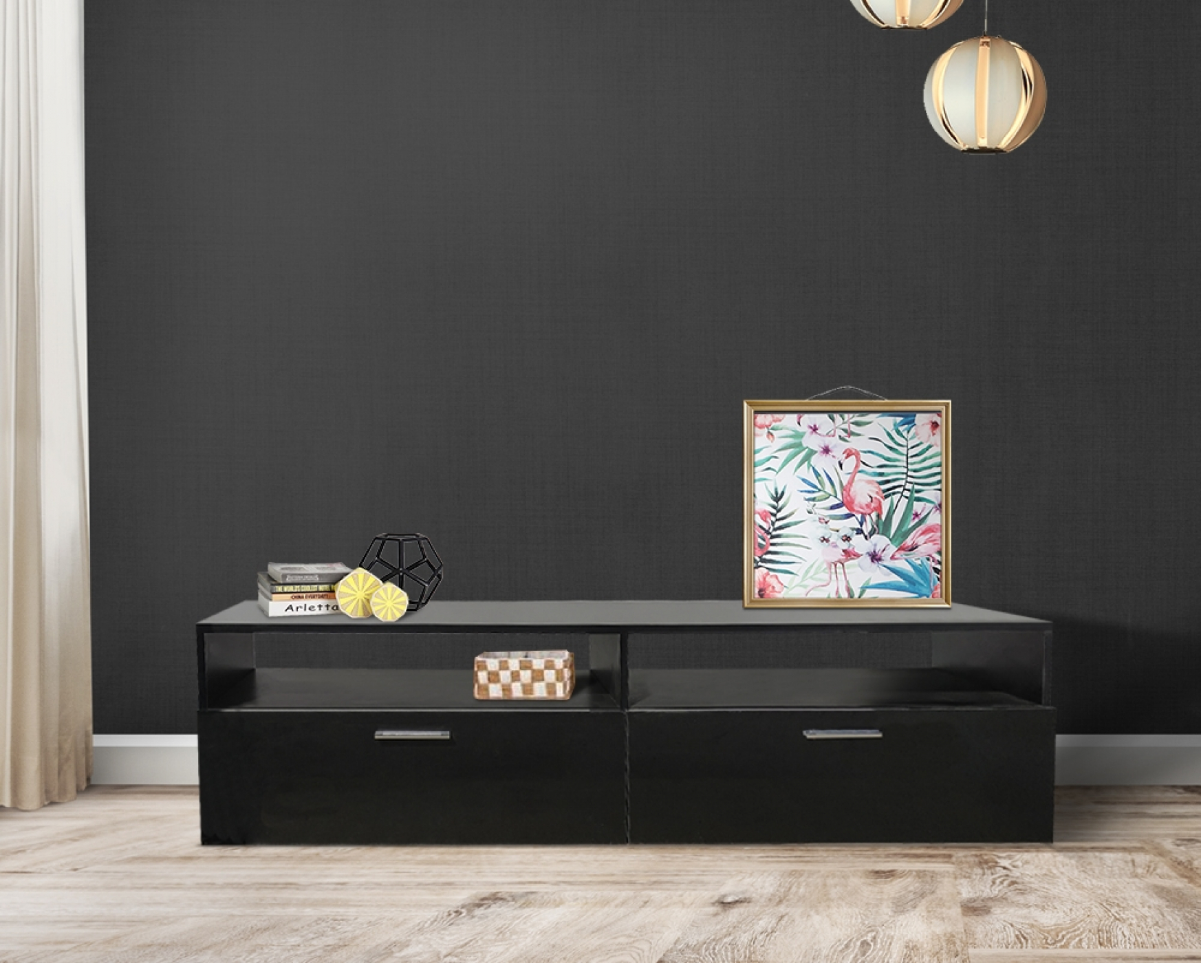 Broederschap Communicatie netwerk Controle TV meubel - televisie dressoir kast - 160 cm breed - zwart - Meubel Plein