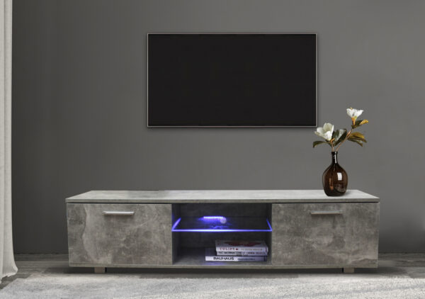 TV meubel TV kast Tenus incl LED industrieel grijs beton design