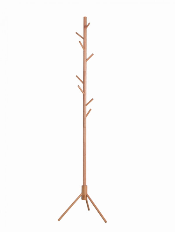 Staande kapstok - boom kapstok 8 haken hout - 178 cm hoog - lichtbruin