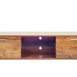 TV meubel - dressoir - led verlichting - 140 cm breed - bruin houtstructuur