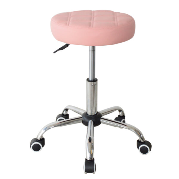 Bureaustoel kruk - bureaukruk - kantoorkruk - met wielen -  hoogte instelbaar - roze