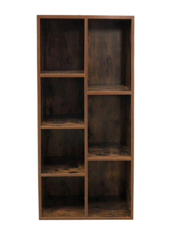 Boekenkast - open vakkenkast - wandkast - 130 cm hoog - vintage bruin walnoot kleurig