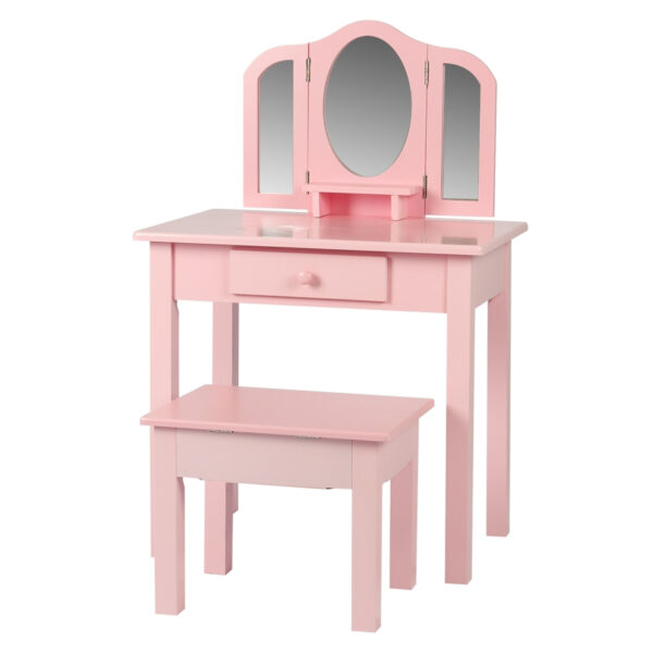 Kaptafel make up visagie tafel Prinses meisje met spiegel en krukje roze