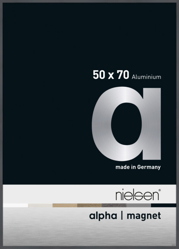 Wissellijst frontloader Nielsen Alpha Magnet aluminium 50 cm x 70 cm formaat Glossy Donkergrijs