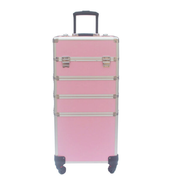 Visagie make up koffer cosmetica kappers trolley beauty case 4 in 1 Roze
