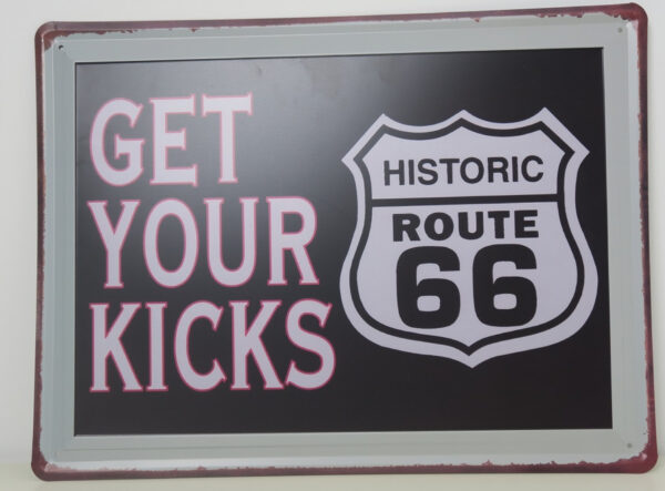 Metalen wandplaat Route 66 Get your Kicks