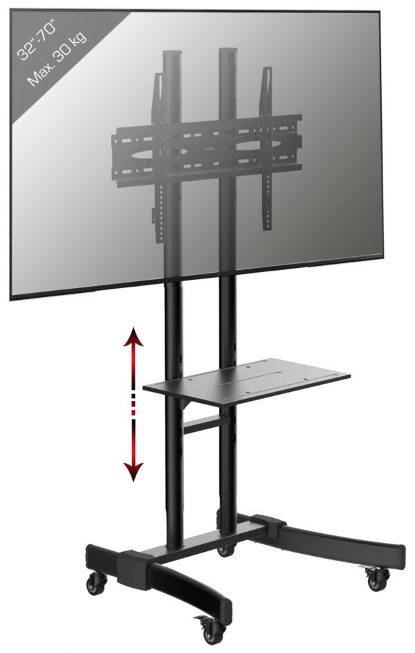 TV voet standaard monitor beeldscherm verrijdbaar hoogte instelbaar zwart