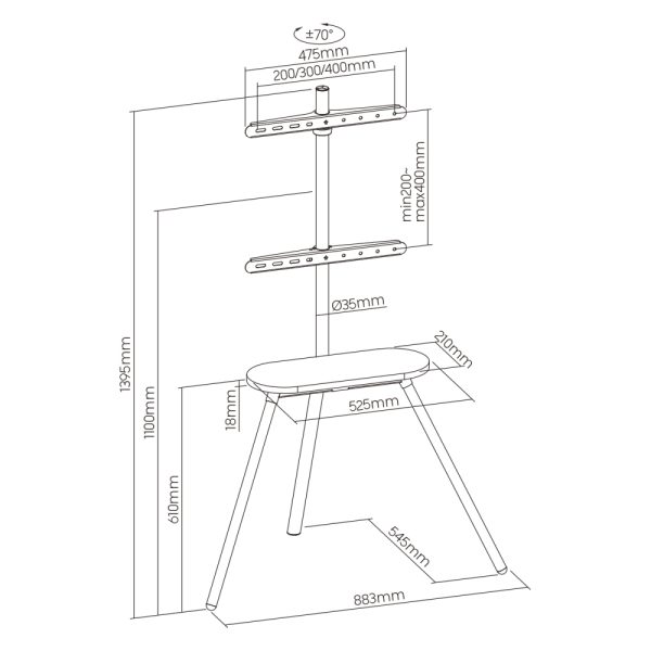 Tv vloerstandaard statief studio schildersezel design - Afbeelding 4