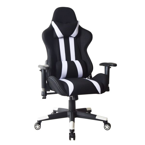 Bureaustoel gamestoel Thomas - racing gaming stijl - stof bekleding - wit zwart