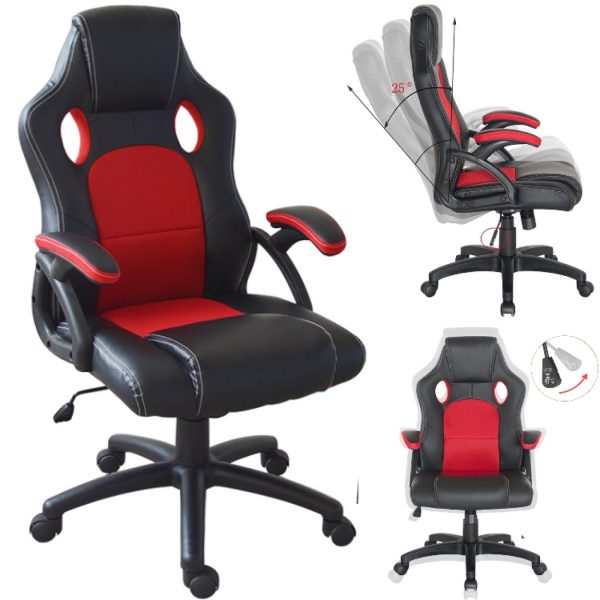 Gamestoel Wouter junior -  bureaustoel racing gaming stijl - hoogte verstelbaar - zwart rood