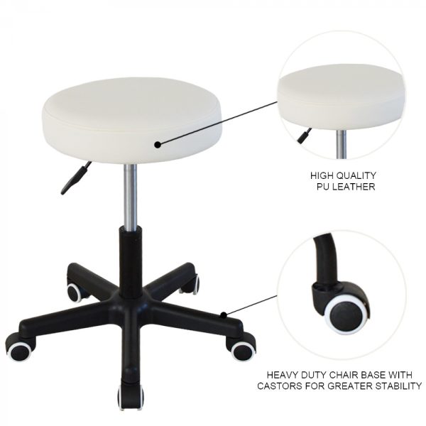 Bureaukruk - kantoorkruk - werkkruk - tabouret - hoogte instelbaar 42  tot 56 cm - wit - Afbeelding 2