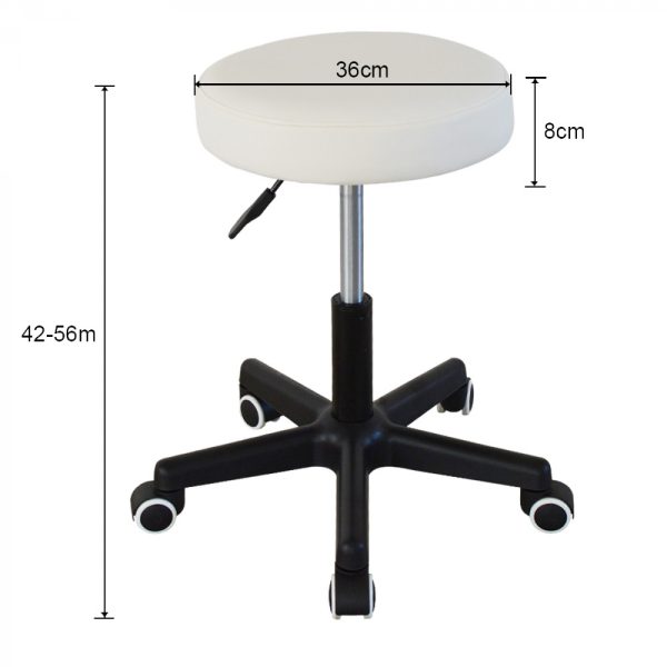 Bureaukruk - kantoorkruk - werkkruk - tabouret - hoogte instelbaar 42  tot 56 cm - wit - Afbeelding 5