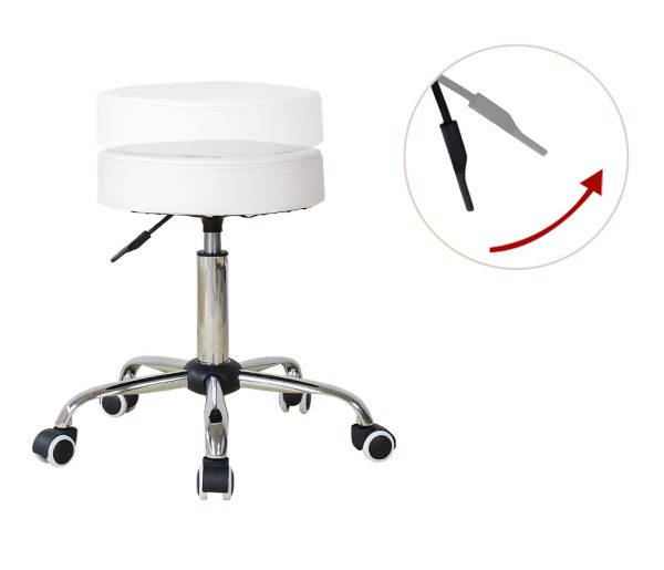 VDD Kapperskruk - Werkkruk - Tabouret - Verstelbaar - Wit - Ergonomisch Design - Afbeelding 2