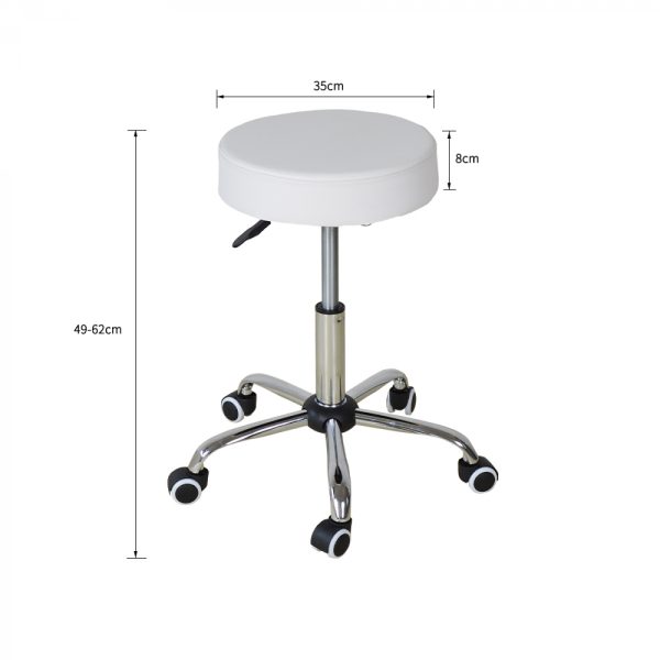 VDD Kapperskruk - Werkkruk - Tabouret - Verstelbaar - Wit - Ergonomisch Design - Afbeelding 5