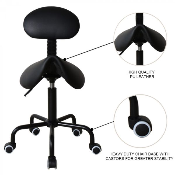Zadelkruk ergonomische kapperskruk - werkkruk - tabouret - hoogte verstelbaar - zwart - Afbeelding 2