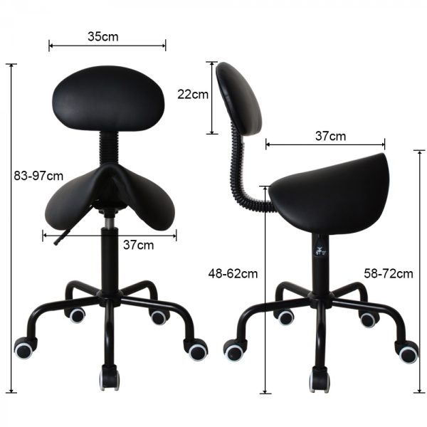 Zadelkruk ergonomische kapperskruk - werkkruk - tabouret - hoogte verstelbaar - zwart - Afbeelding 6