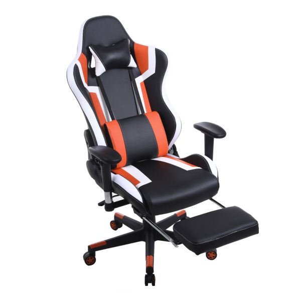 Gamestoel Tornado Relax - bureaustoel - met voetsteun - oranje zwart