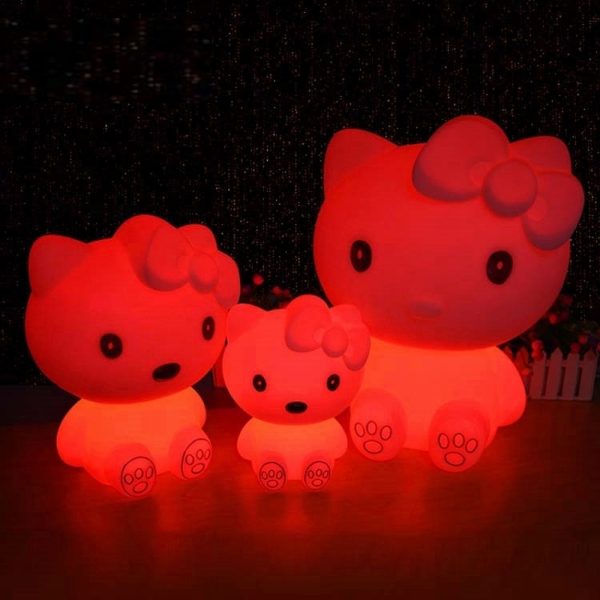 Nachtlamp tafellamp kitty poes - oplaadbaar met afstandbediening - 16 kleuren - 30 cm hoog - Afbeelding 4