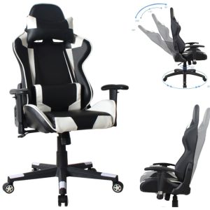 Bureaustoel racing gaming chair style uitvoering high design Thomas wit zwart