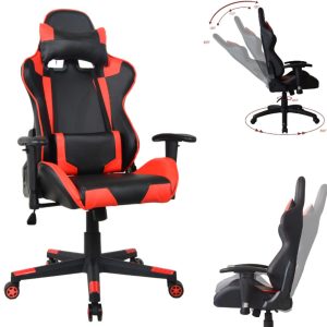 Bureaustoel gamestoel Thomas - racing gaming stijl stoel - ergonomisch - rood zwart