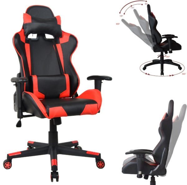 Bureaustoel gamestoel Thomas - racing gaming stijl stoel - ergonomisch - rood zwart