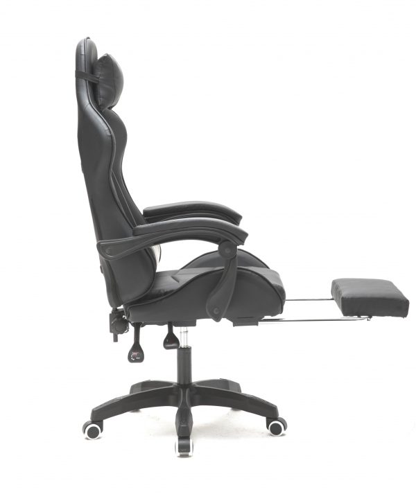 Gamestoel met voetsteun Cyclone tieners - bureaustoel - racing gaming stoel - zwart - Afbeelding 3