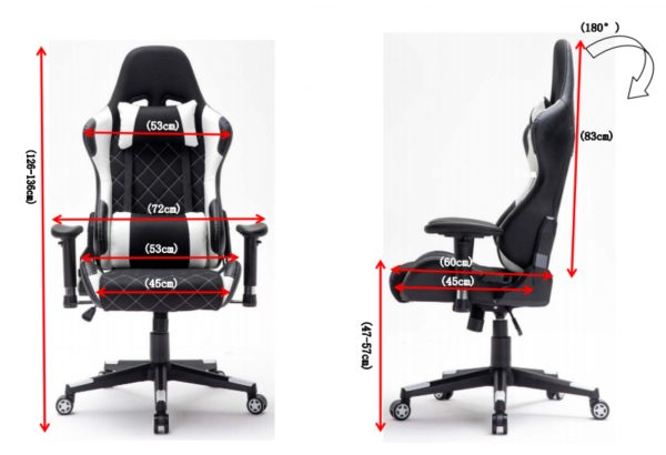 Gamestoel Classic - bureaustoel - stof bekleding - zwart wit - Afbeelding 5